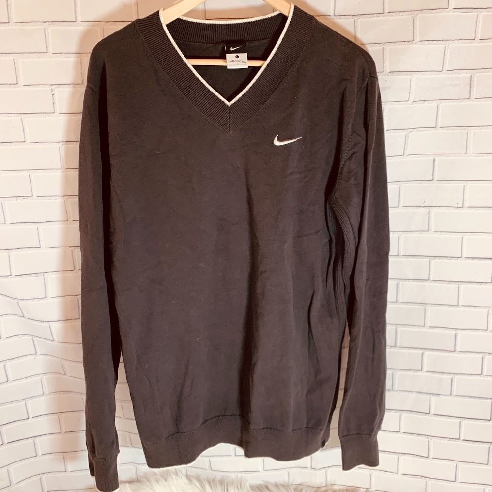 Nike Grey/White Trim V-Neck Golf‎ Sweater Sz L